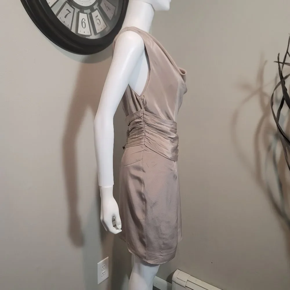Bebe “Robbie” 100% Silk Cocktail Evening  Cowl Neck Dress Size Large
